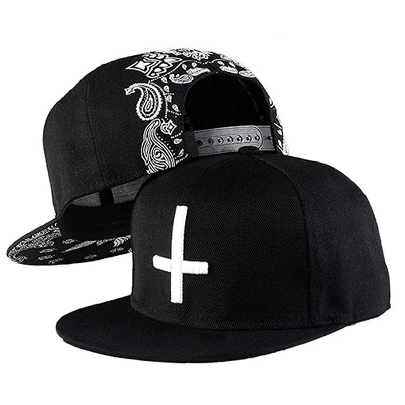 Unisex Fashion Embroidery Cross Baseball Cap Cotton Snapback Cowboy Hat Bone Adjustable Summer Couple Hip Hop Hats