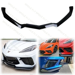 2020-2024 Front Lip Bumper For Chevy Corvette C8 GM 5VM Style Car Front Spoiler Lip Splitter Bumper ABS Glossy Black Metallic