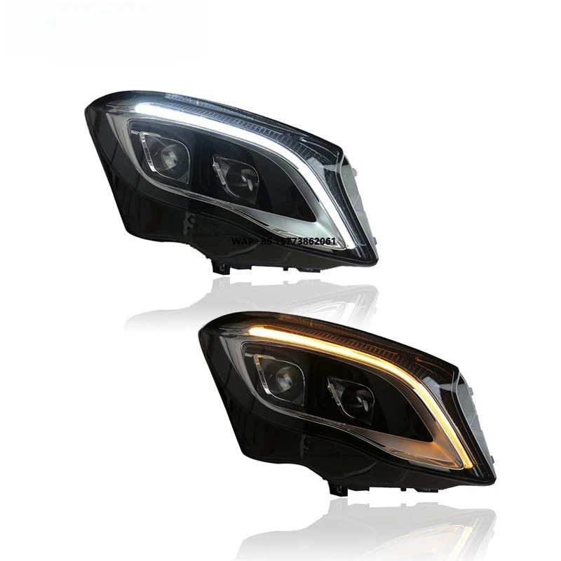 1 Set for 15-19 GLA Headlight Assembly Modification with Low Rise Light Guide Daytime Running Light LED Dual Lens