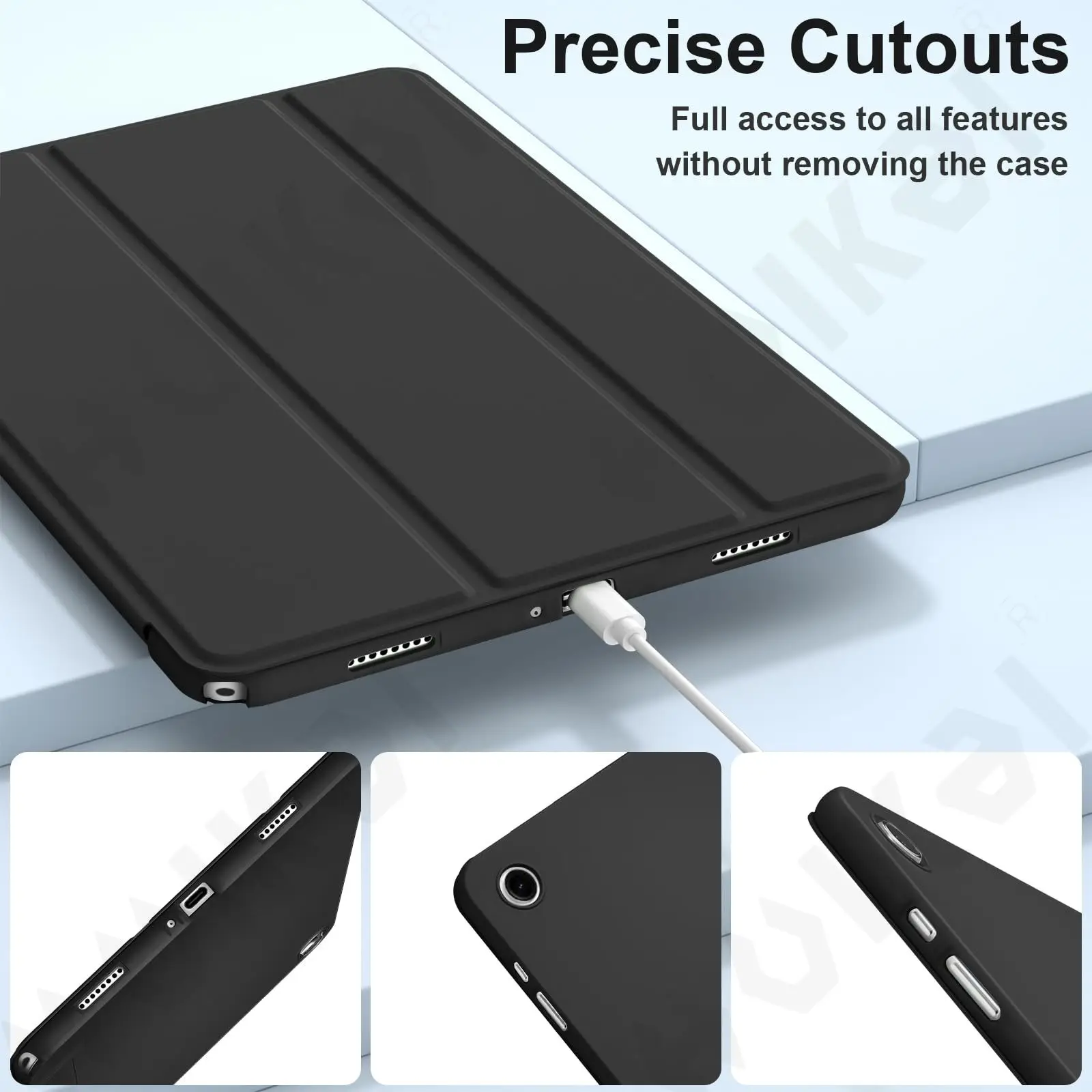 حافظة لهاتف سامسونج جالاكسي تاب A11 S11 S10 FE Plus رفيعة للغاية وشفافة خلفية ثلاثية الطي قلم لوحي شحن تلقائي للاستيقاظ/النوم #4