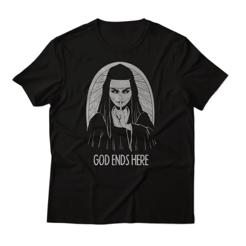 

A Nun God Ends Here for Horror Movie Fans Casual Round Neck Short Sleeve Men's T-Shirt