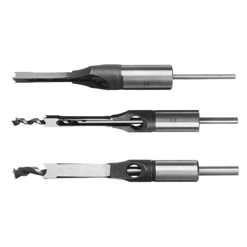 6/8/12.5mm HSS Square Hole Drill Bit Auger  Steel Mortising Drilling Craving Woodworking Tools