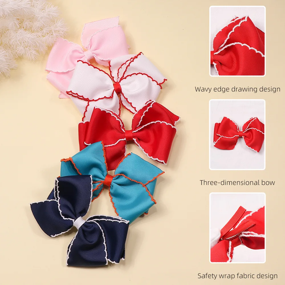 2/3Pcs Big Size 3.94inch Solid Grosgrain Ribbon Hair Clip Handmade Bow Knot Boutique Hair Accessories for Girls Fashion Headwear