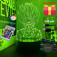 nime Goku Vegeta Dragon Ball Z Super Saiyan 3D Lamp LED Night Light Goku Jiren Broly Table Lamp Gift 7/16 Colors USB charging