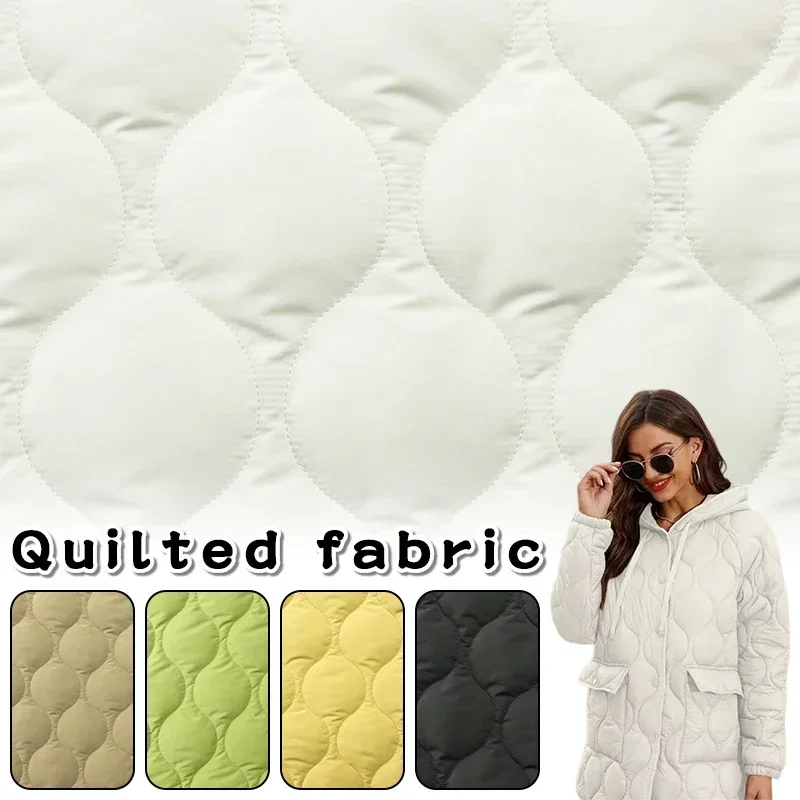 Quilted Embroidered Polyester Fabric Autumn and Winter Clothing Wave-Patterned Quilted Cotton Fabric Designer Embroidered Fabric
