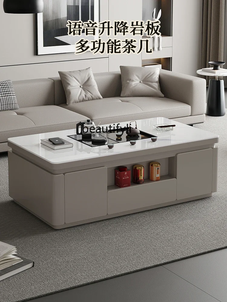 Simple voice-activated intelligent lifting coffee table Fully automatic  Kung Fu   Integrated multi-functional coffee table