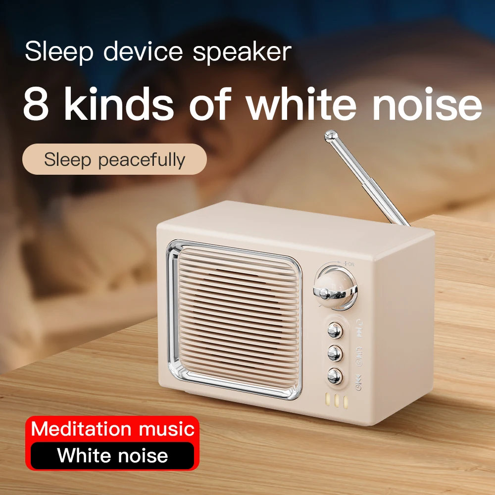 Speaaker Bluetooth Vintage Mini, alat bantu tidur kebisingan putih, Soundbar, kotak musik suara Hifi nirkabel, panggilan bebas genggam, pemutar musik kartu TF