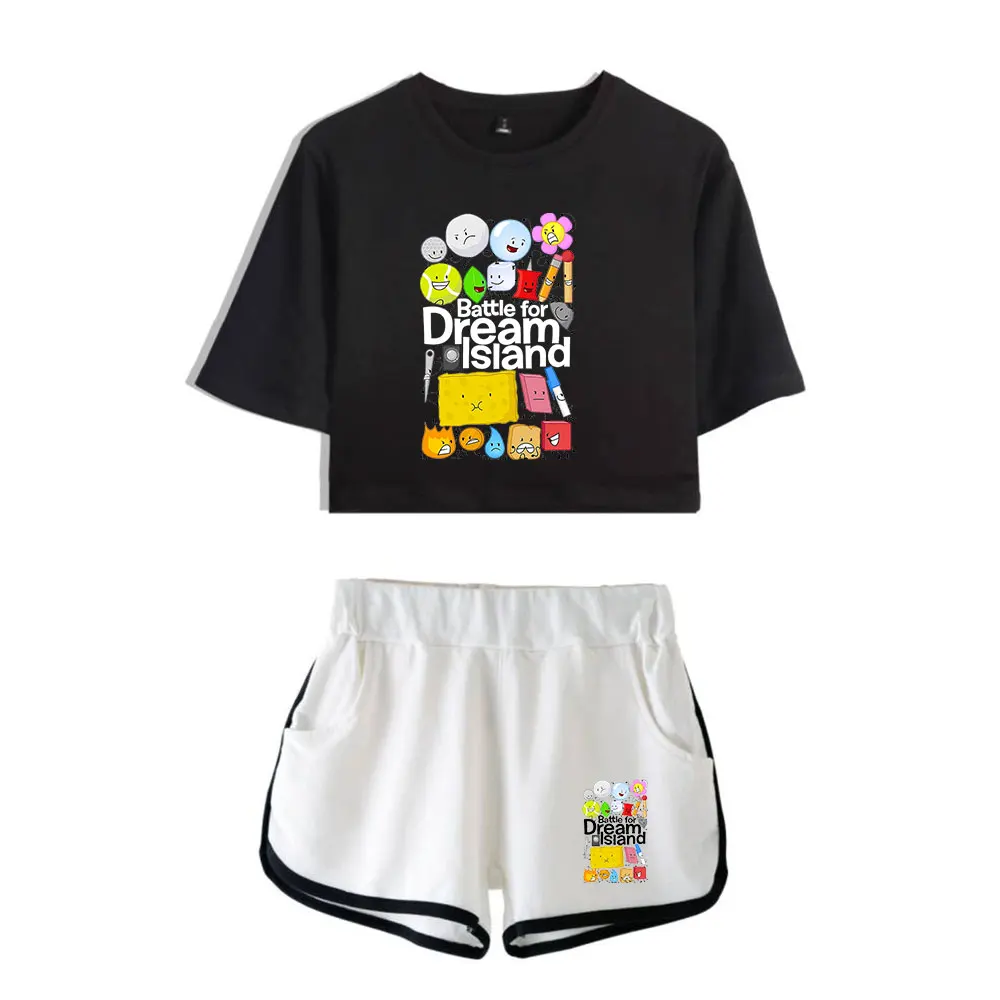 Jacknjellify BFDI Battle For Dream Island Suit Vintage 90s Merch Tops Two Piece Set Shorts+TShirt Harajuku Streetwear Trend