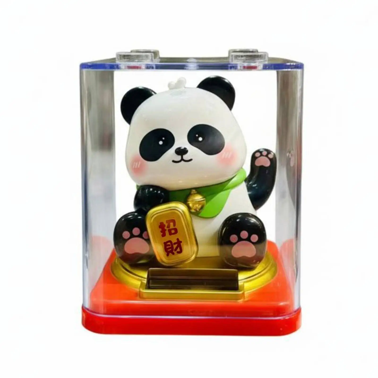 Solar Panda Figurine Lucky Cat Animal Decoration Desk Ornament Solar Powered Collectible for Home Office Shelf Travel