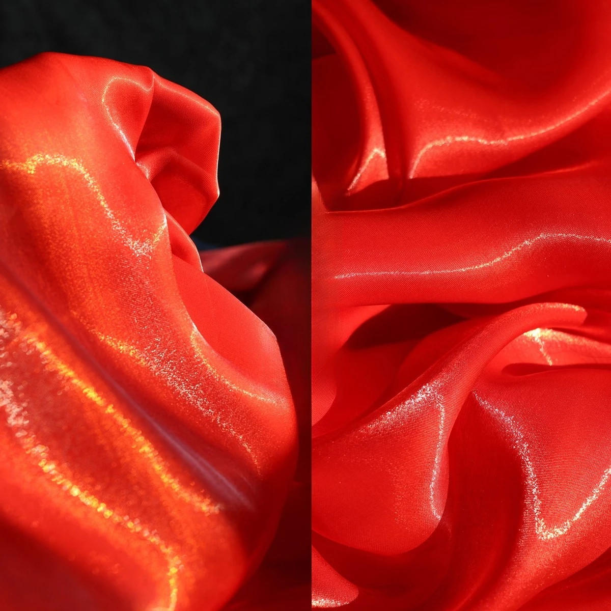 

Супер яркий красный жидкий водный блеск атлас: гладкая, поддерживающая ткань, специальный хрустальный атлас для платьев, брюк, одежды для выступлений