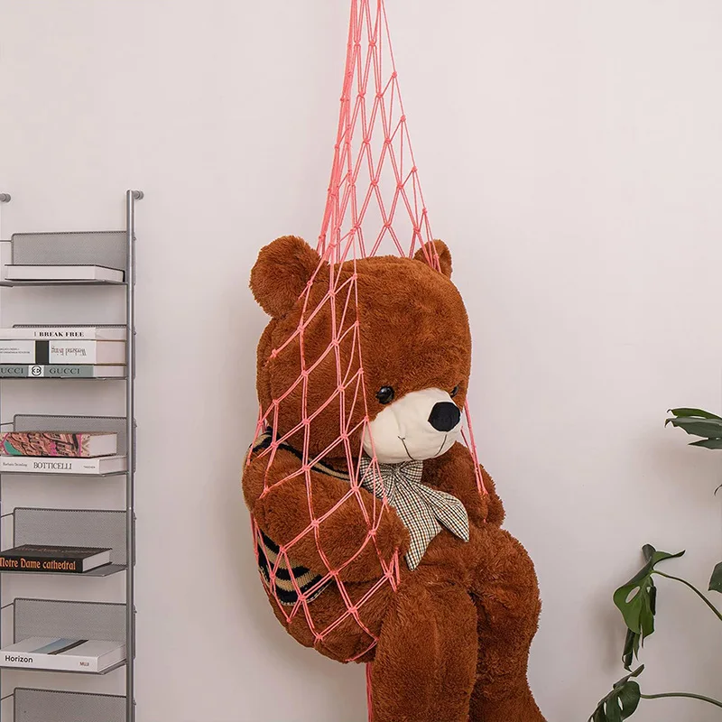 1pcs Hanging Toy Storage Cotton Rope Hanging Net Hand-woven Plush Toy Storage Net Bag Bohemian Toy Hammock