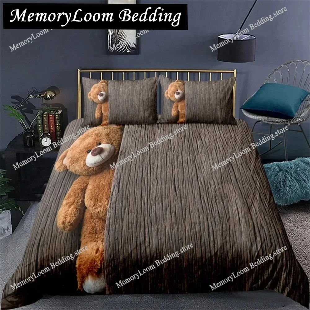 

Teddy Bear Pattern Bedding Set Simple Bedspread Pillowcase Cartoon Home Textile Children Adult Bedroom Decoration