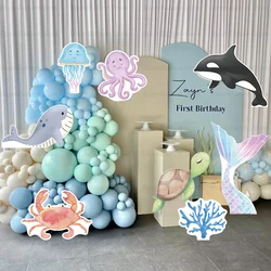 Ocean Animals KT Board Shell Mermaid Tail Dolphin Whale Shark Cutout for Birthday Party Decorations Baby Shower Party Supplies