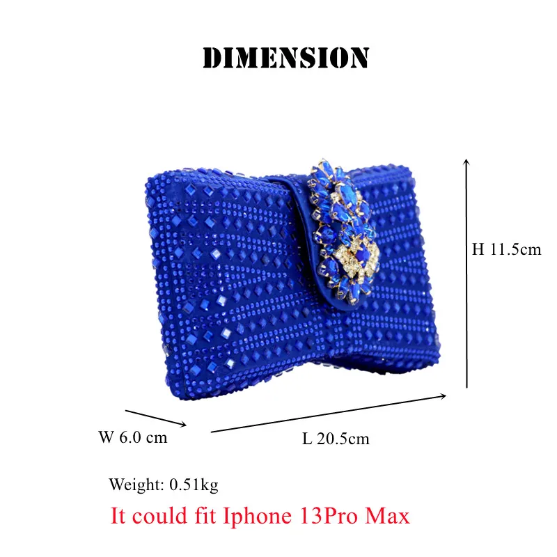 Women\'s Party Clutch Luxury Bags Shape Bow Royal Blue Handbag Evening Bag