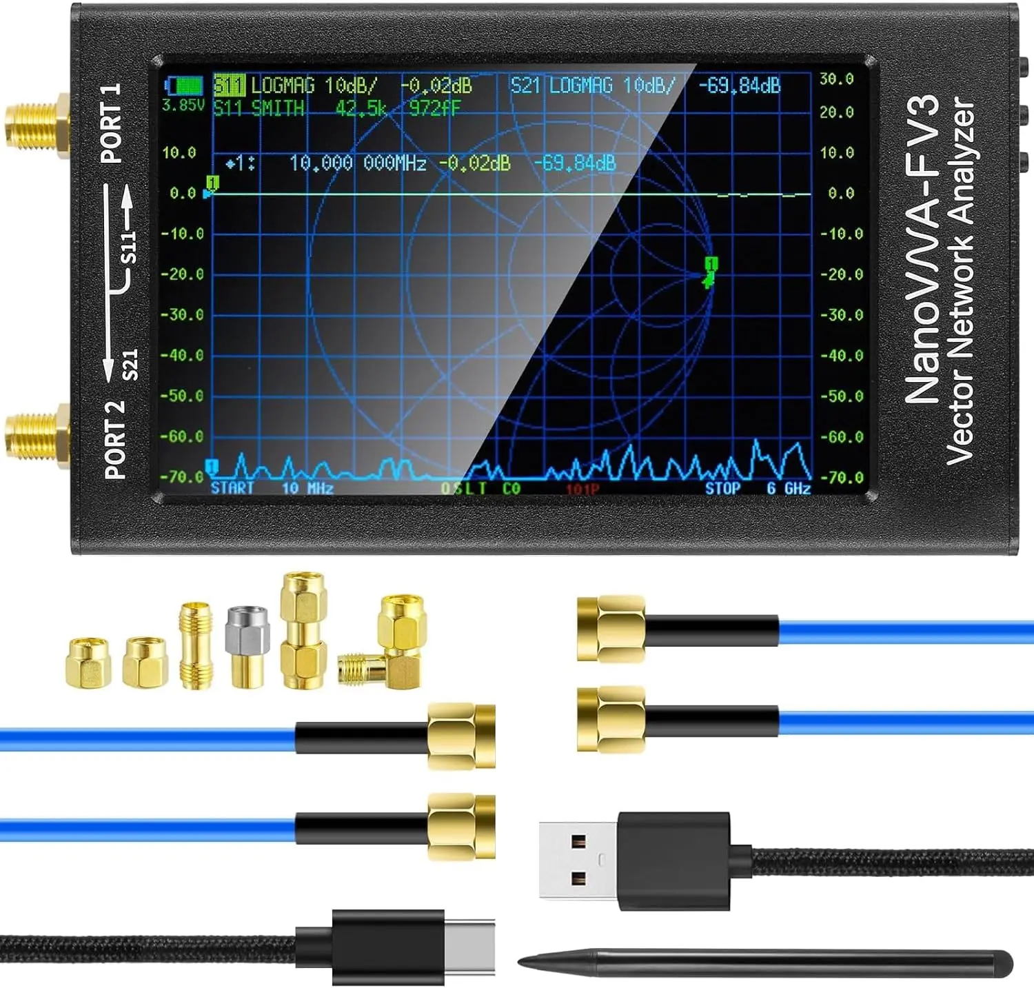 NanoVNA-F V3 Vector Network Analyzer 1MHz-6GHz 4.3\