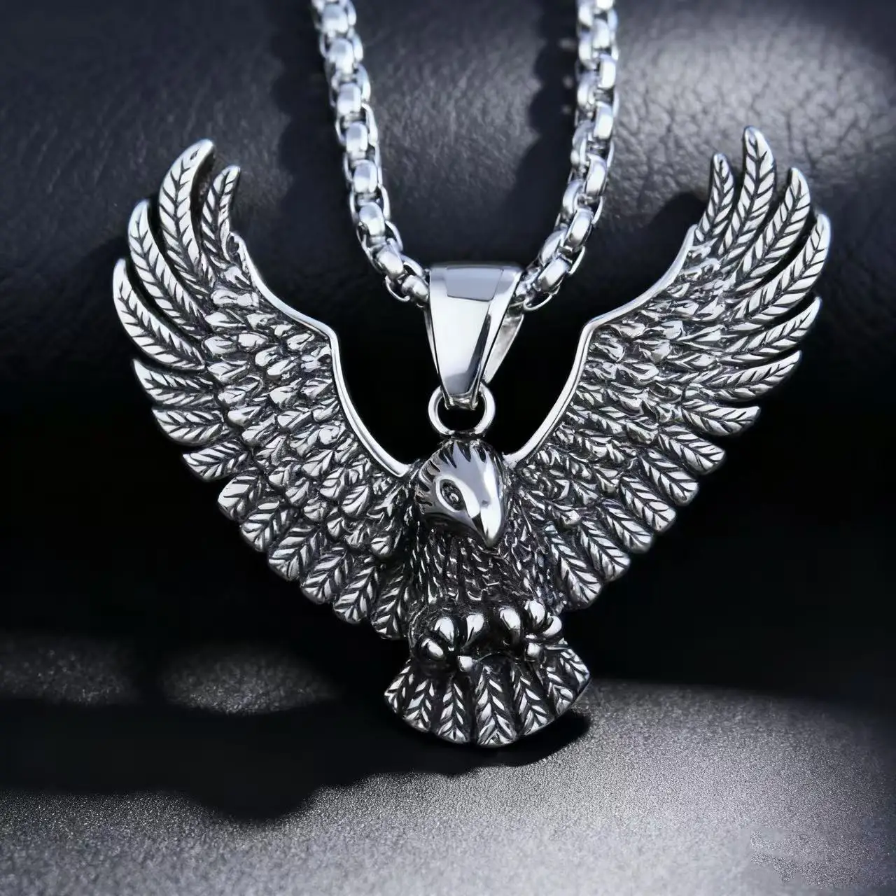 

HNSP 316L Stainless Steel Viking Style Eagle Pendant Necklace For Men Punk Gothic Jewelry Accessories