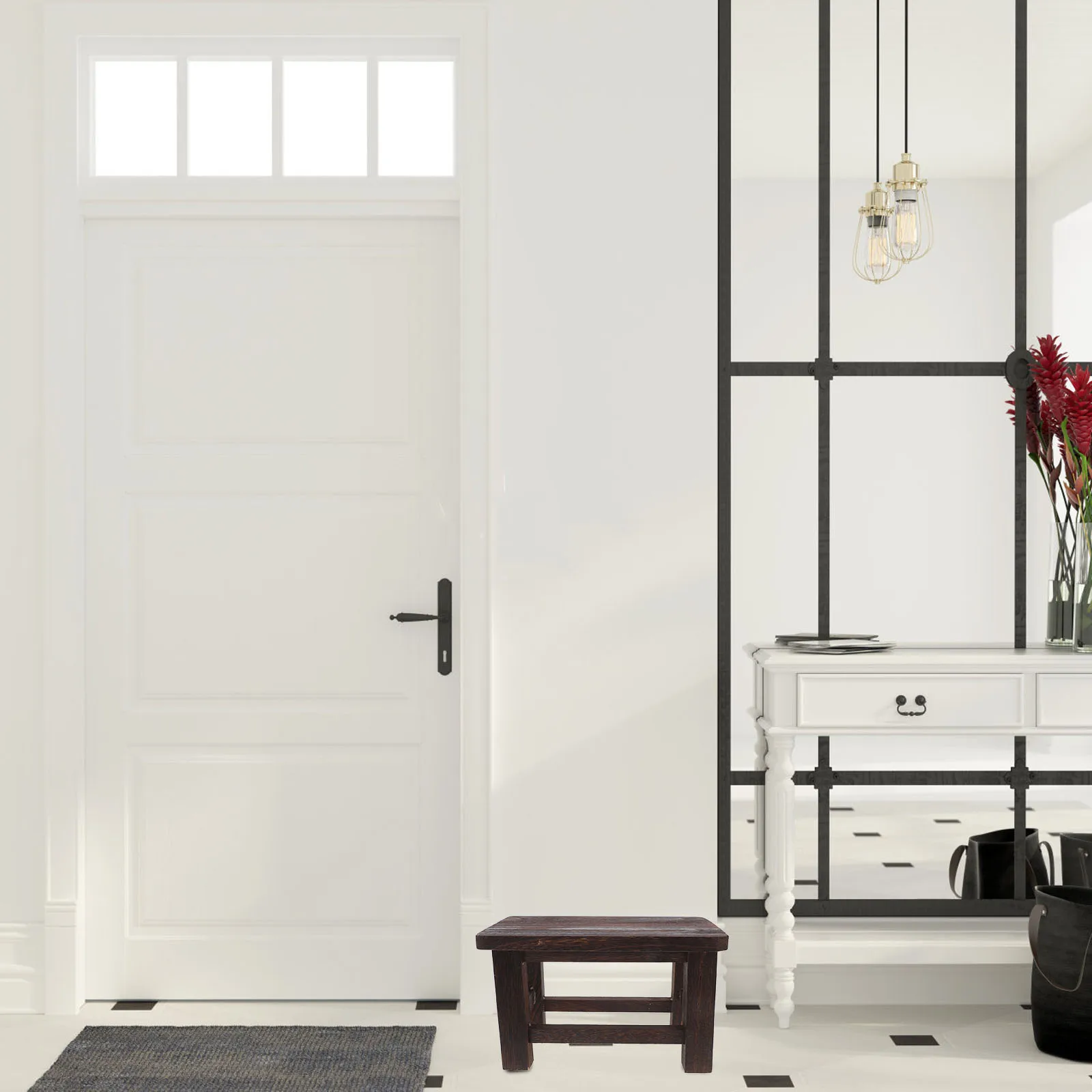 

1pc Solid Wood Shoe Changing Stool Vintage Small Wooden Footstool For Kids Adults Bathroom Bedroom Step Stool Decor