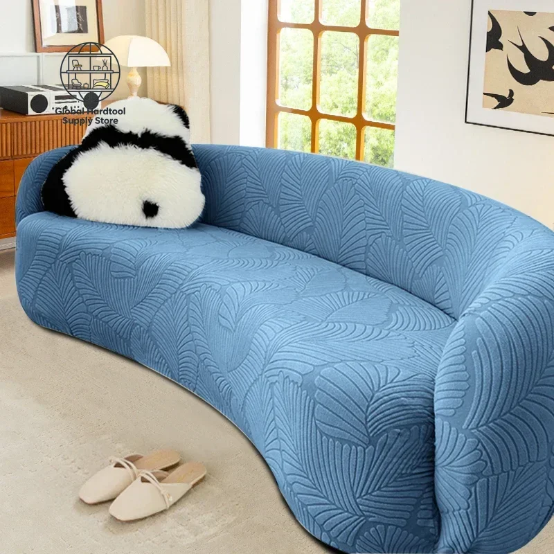 Shaped Semi-Circular Curved Sofa Cover Stretch Semi Circle Curved Couch Slipcover for Living Room, Washable Couch Slipcover