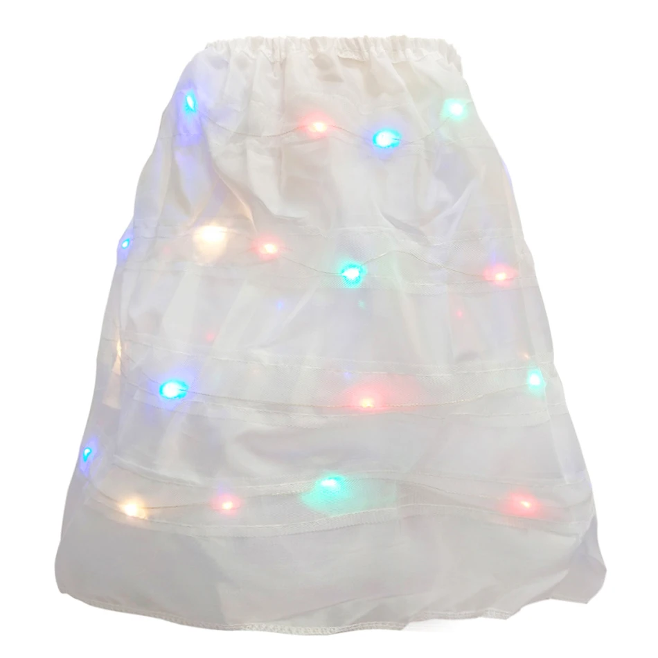 Kids Petticoat Girls Underskirt for Children Disney Princess Birthday Halloween Cosplay Dress Coloured Blue Yellow White Lights