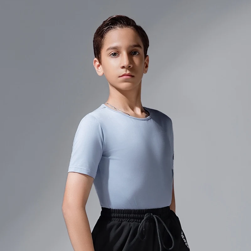 子供半袖トップラテンダンス練習服男の子シャツチャチャルンバタンゴ子供服ラテンダンストップス DN21513