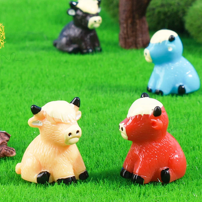 Cute Cartoon Realistic Yak Animals Model Figurines Education Kids Toys Micro Landscape Ornament DIY Home Decoration Gifts