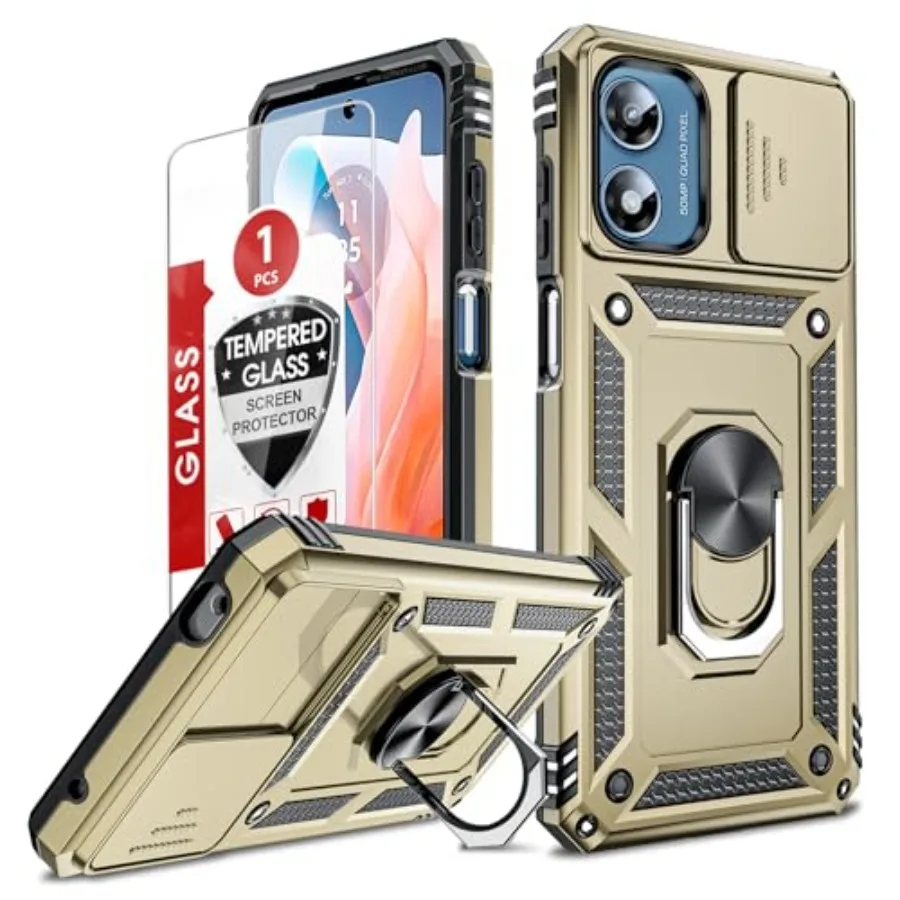 

for M G Play Cae 2024, G Play 2024 Cae with lide Camera Cover and creen tec, [Military-Ge] Android Cellphone Cae Cover with Mag