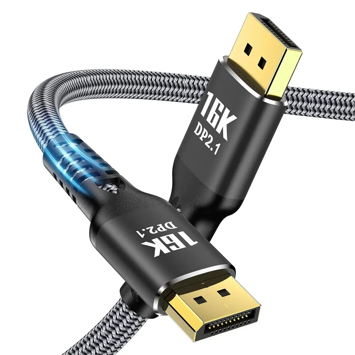 【Cable】 DisplayPort Cable 2.1,40Gbps HDR10 HDCP DSC 1.2a Braided DP 2.1 Cord for FreeSync G-Sync Gaming Monitor 5m