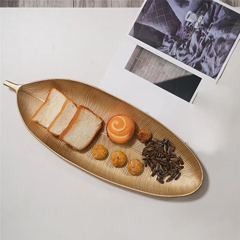 

AB34-5PCS скандинавские декоративные подносы с золотыми листьями для фруктов, закусок и организации ювелирных изделий