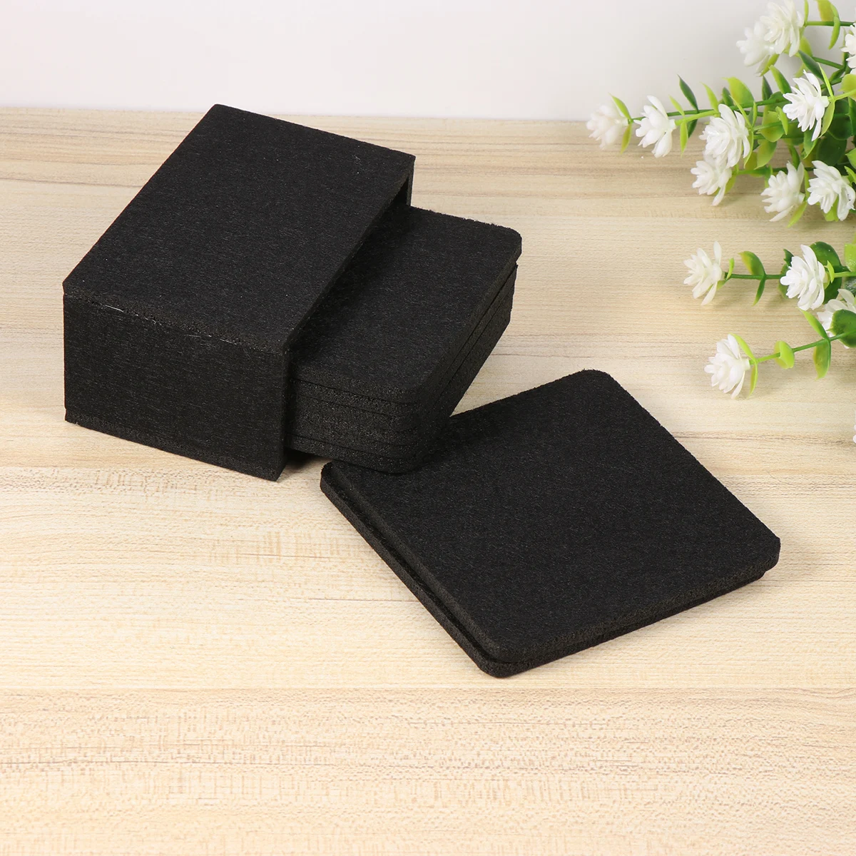 

8 Pcs Placemat Coasters Absorbent Tableware Mat Set Kitchen Supplies Black Non slip Heat Insulation Pad Home Decor