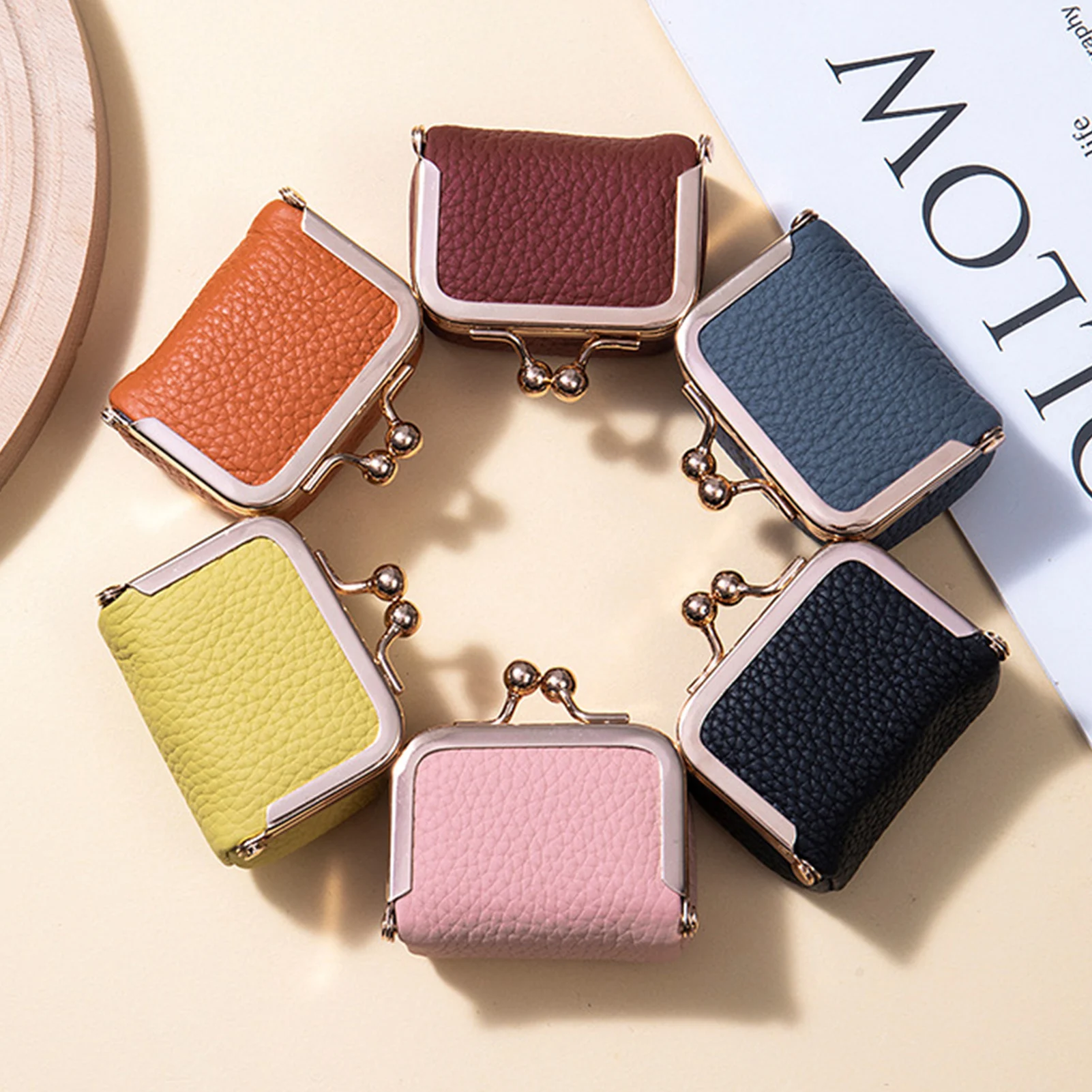 

Genuine Leather Mini Coin Purse Jewelry Box For Rings Necklaces Earrings Small Trinket Storage Cute Compact Wallet
