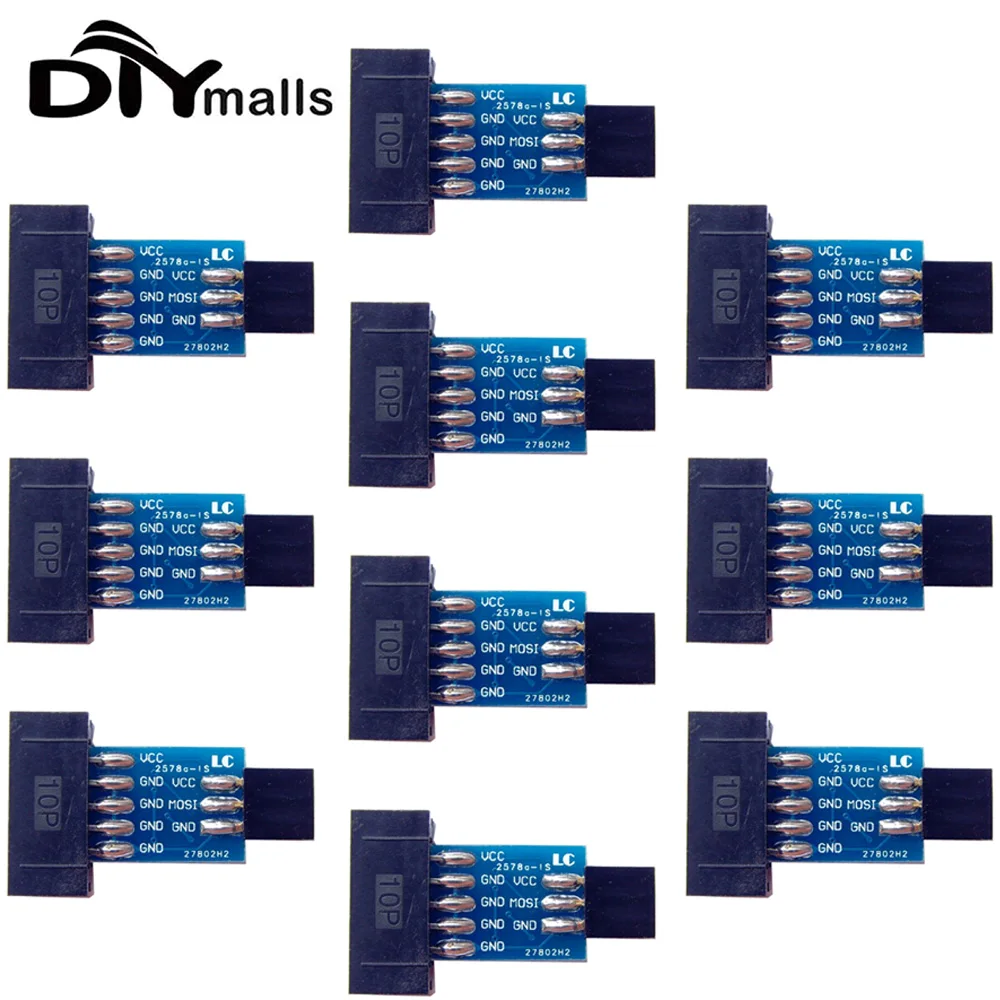 10PCS 10 Pin To 6 Pin Adapter Board Connector For Arduino ISP Interface Converter AVR AVRISP USBASP STK500 Standard