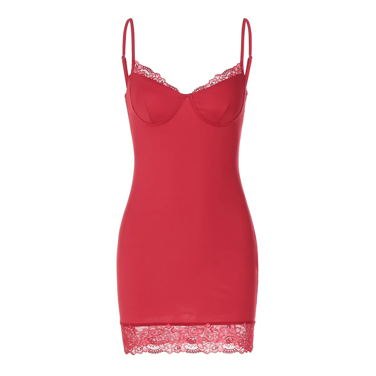 Summer Dress New Summer Women's Sexy V-neck Dress with Patchwork Lace Solid Color Dresses