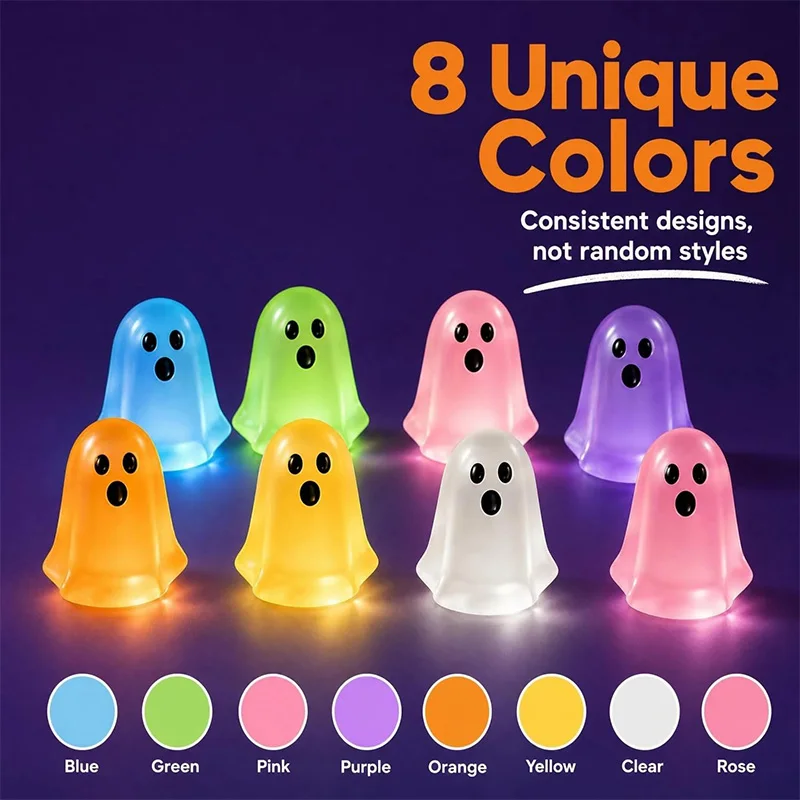 Glow In The Dark Mini Ghost Resin Figurine Cute Halloween Luminous Ghost Beads DIY Micro Landscape Halloween Decor Accessories