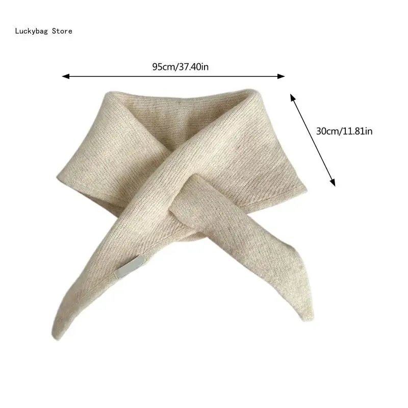 Women Warm Shawl Knit Collar Scarf Warm Knitted False Shawl Solod Color