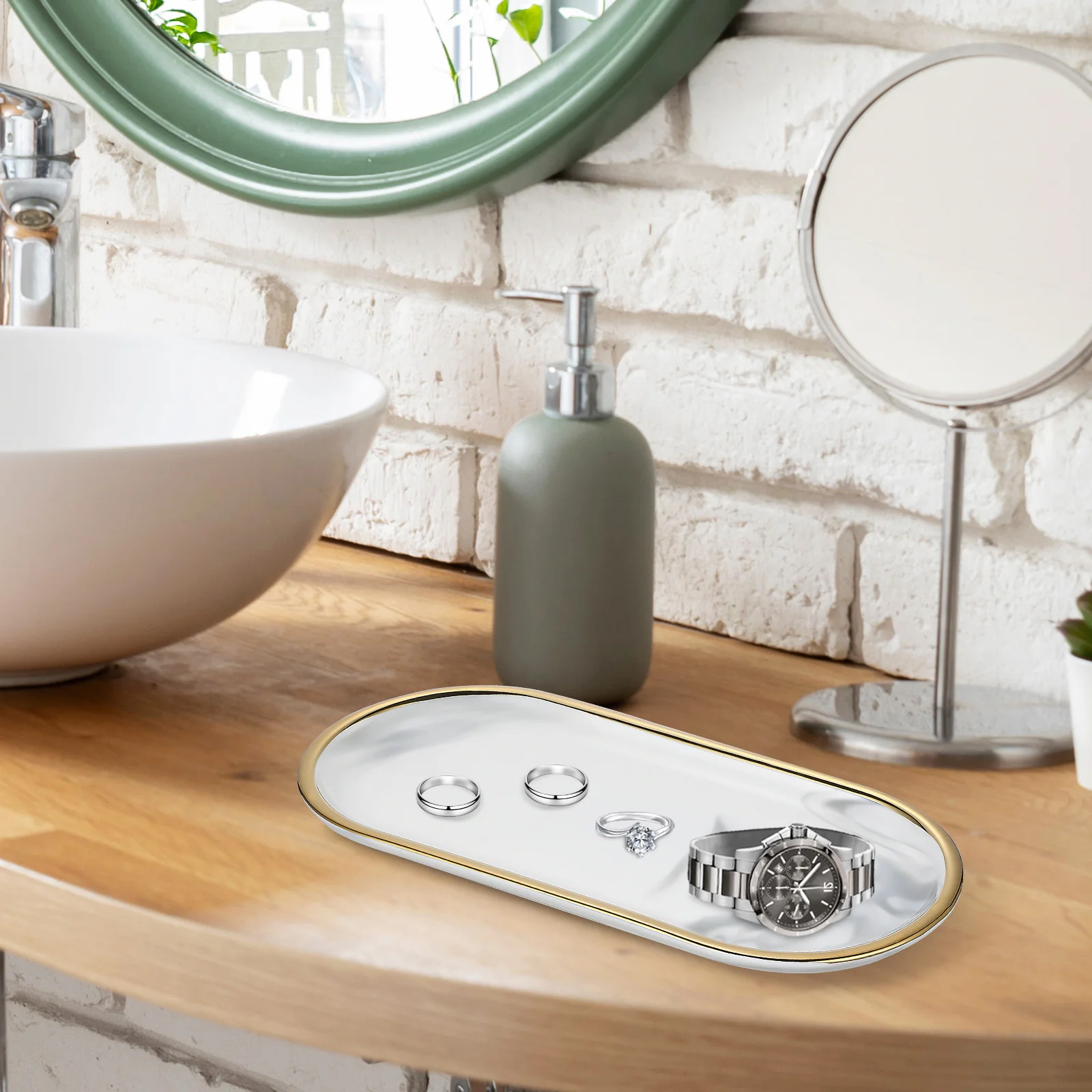 

2Pcs Oval Marble Vanity Trays Decorative Bathroom Organizer Perfume Display Bathroom Trays,vanity Trays,decorative Trays