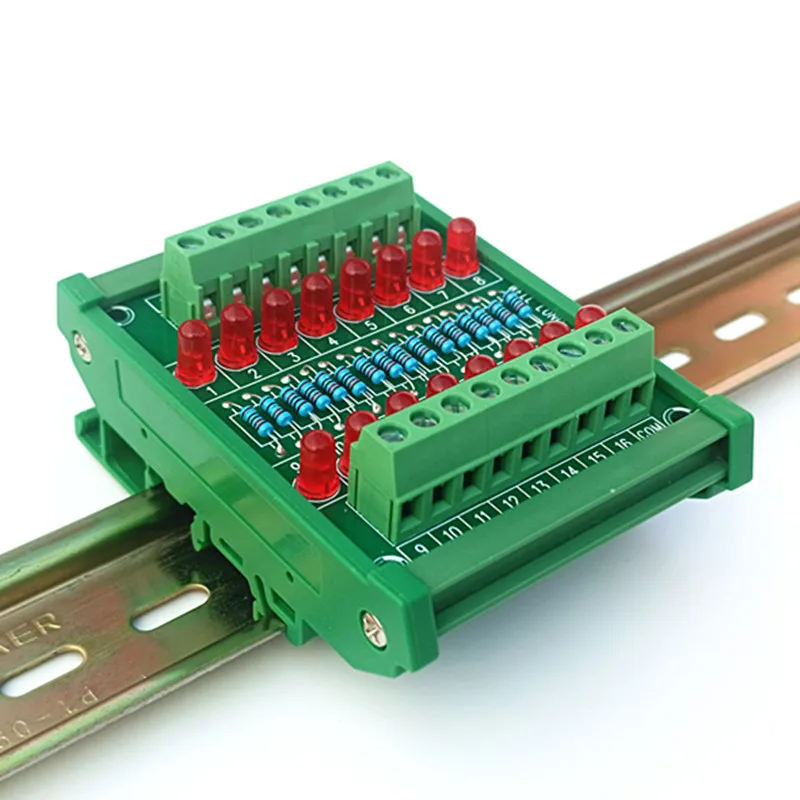 DIN Rail Mount 16 Red LED Indicator Light Module 5~48VDC Common Positive/Negative