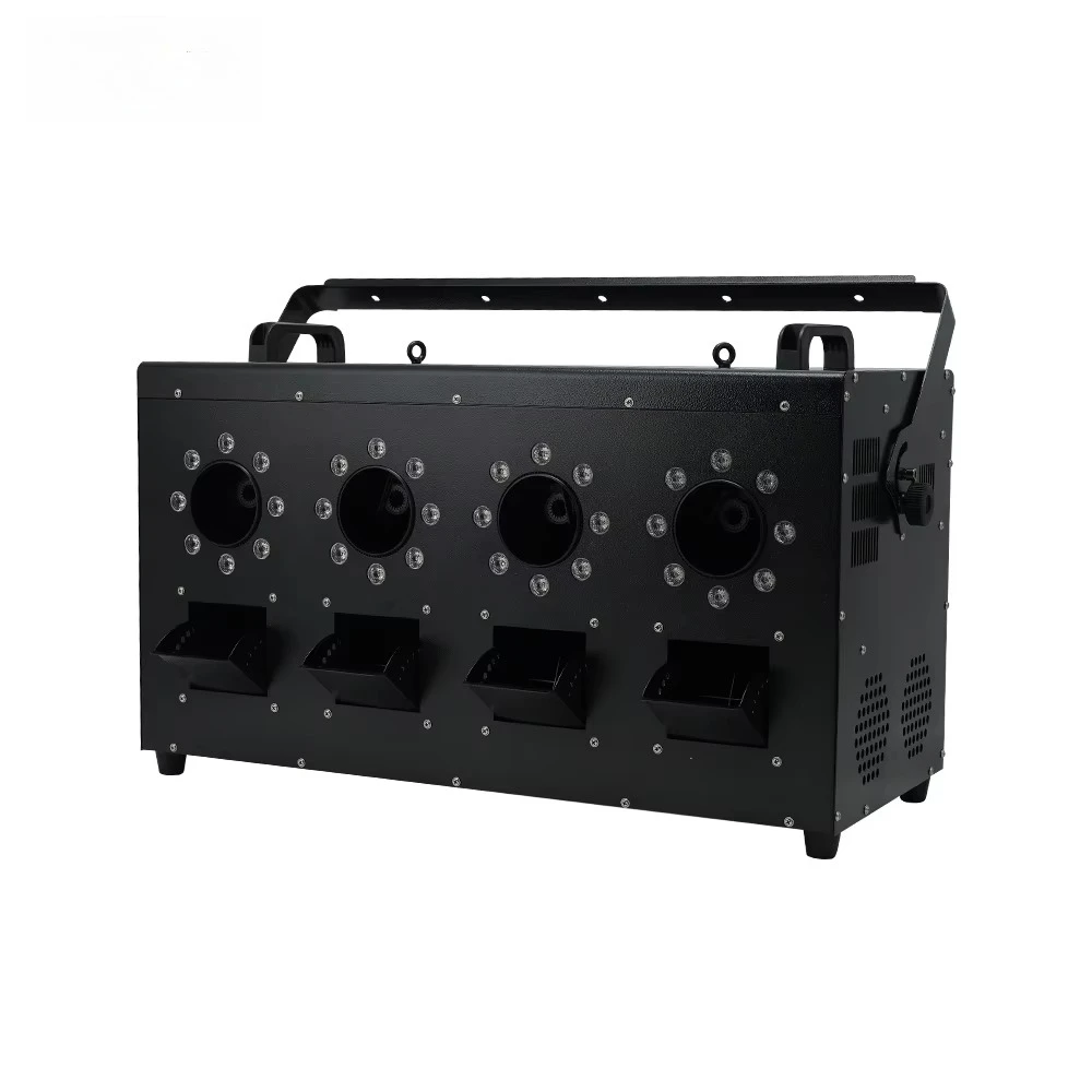 Remote control aluminum double wheel LED fog and smoke bubble machine, party equipment