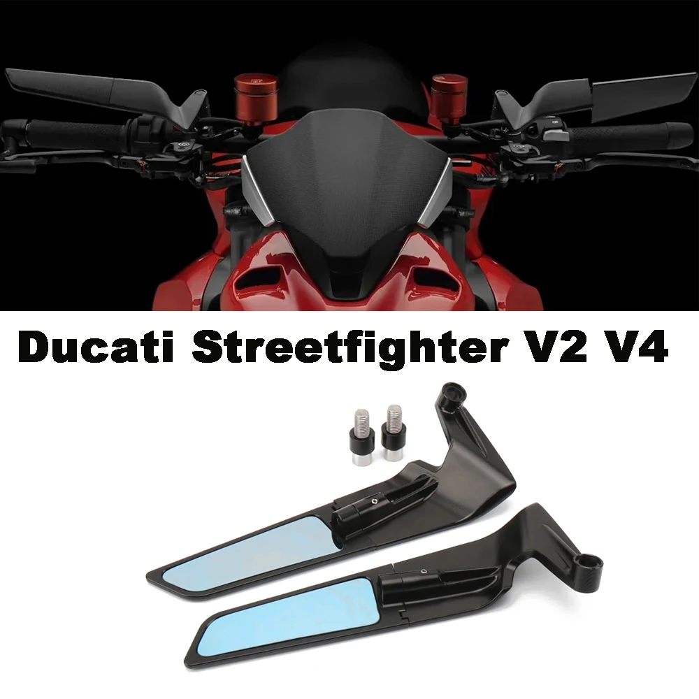 For Ducati Streetfighter V4 Motorcycle Accessories Streetfighter V2 S 2020-2023 CNC Aluminum Rear View Mirrors Blue Anti-glare