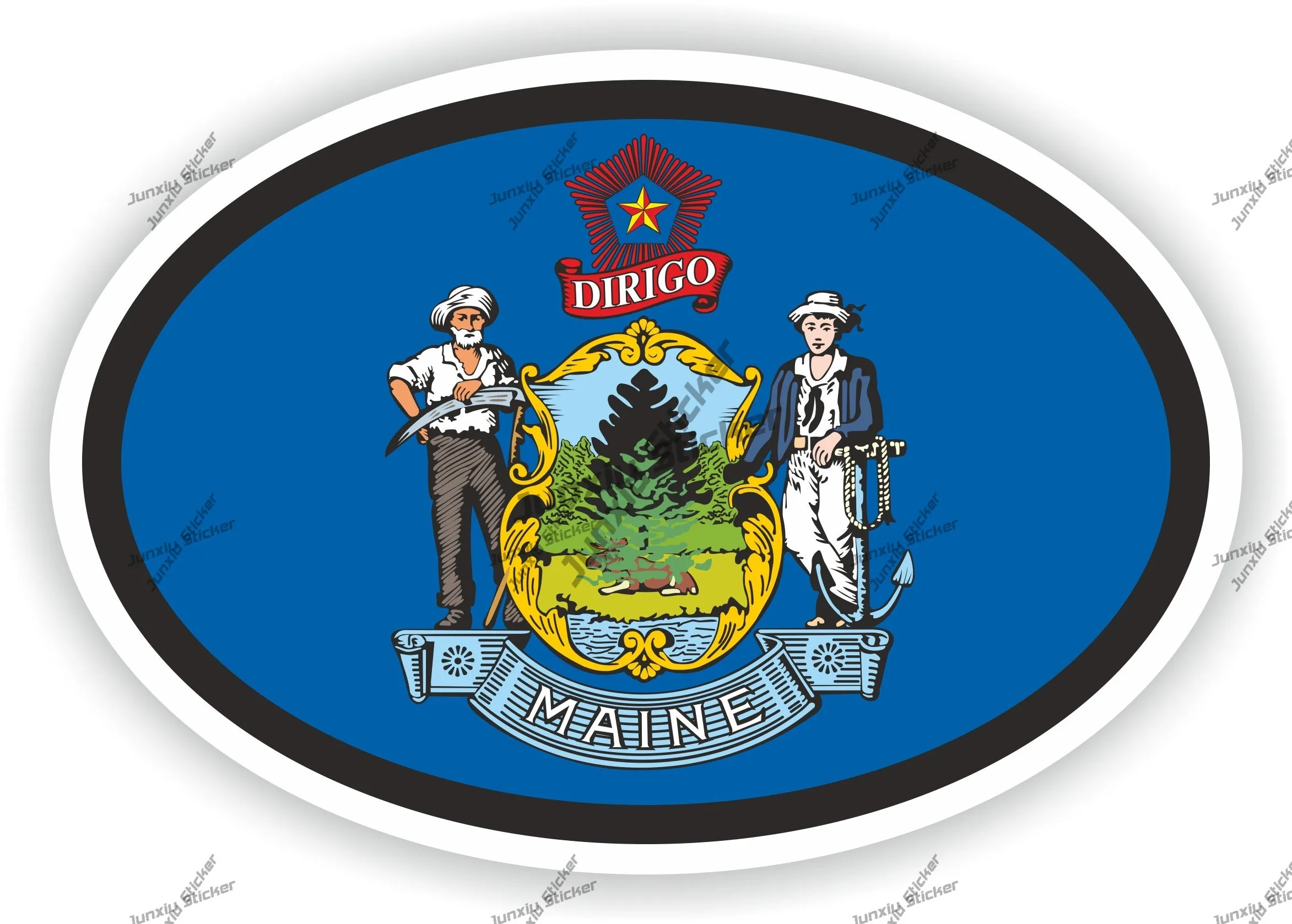 

Maine Flag Oval Sticker Pvc Boat Accessories Style For Car Stickers Racing Rally Decoration Decal Jdm Decals Phone Trunk Guitar