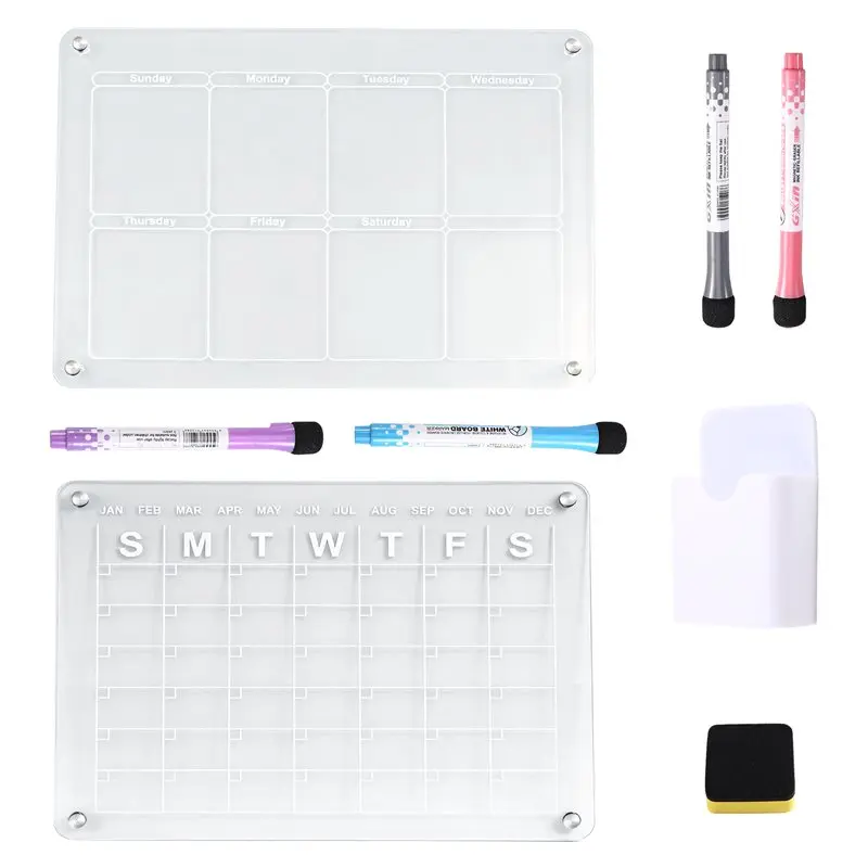 

【ЭЛЕКТРОННЫЕ АКСЕССУАРЫ】Для дома, для кухни, для холодильника: прозрачный акриловый магнитный календарь с цветными маркерами