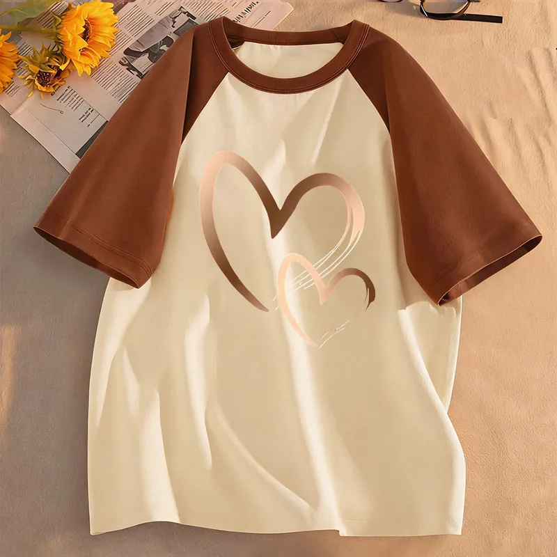 Vintage Fashion Girls Love Heart Design T Shirts Kids Children's T-shirt Girls Summer Spring Casual Top Tee