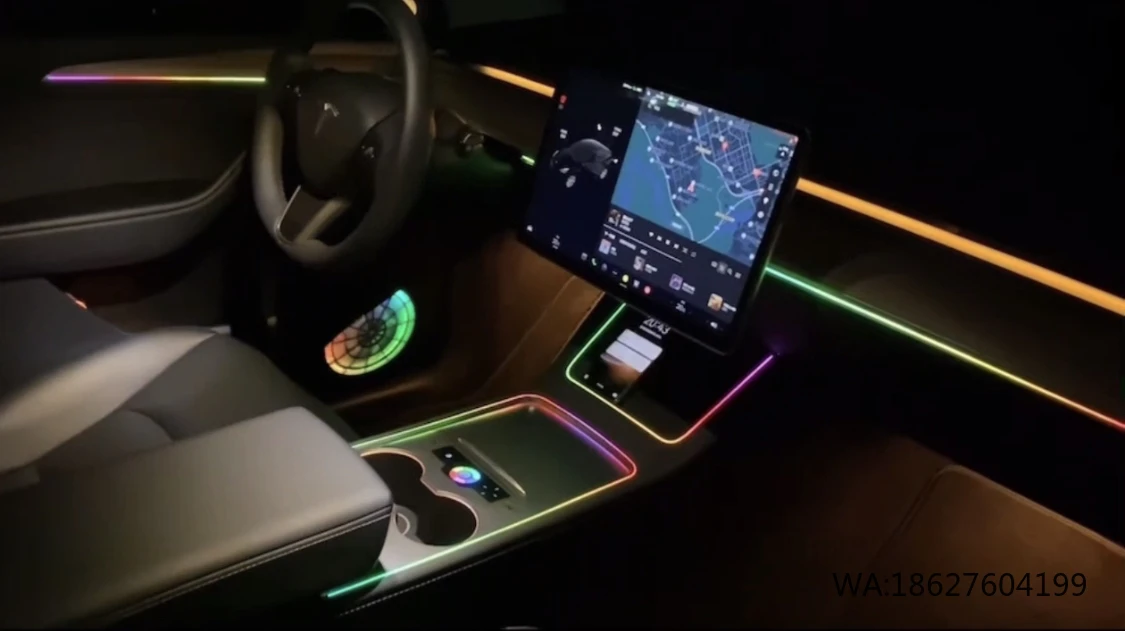 

Laser Engraving Style Car Interior Atmosphere Symphony Ambient RGB Lamp 25 Lights Suitable for Model 3 Model Y 2021-2022