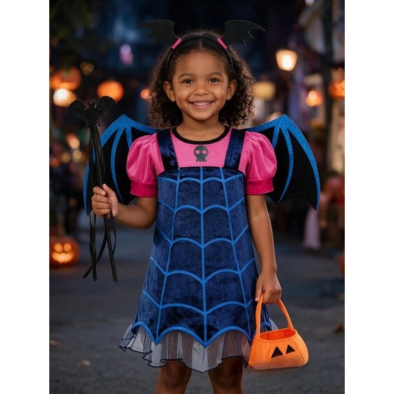 Vampirina Cosplay Dress Girl Kids Charms Dress Up Christmas with Wings Witch Halloween Costume Kids Carnival Party Clothes