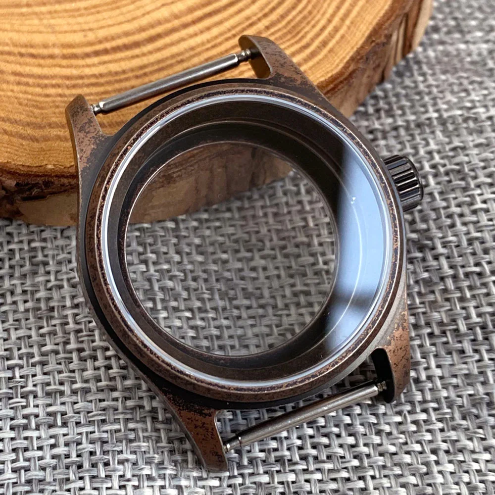 

Tandorio 36mm 39mm Bronze AR Sapphire Glass Diver Brushed Pilot Watch Case Fit NH34 NH35 ETA2824 PT5000 Movement Screw Crown