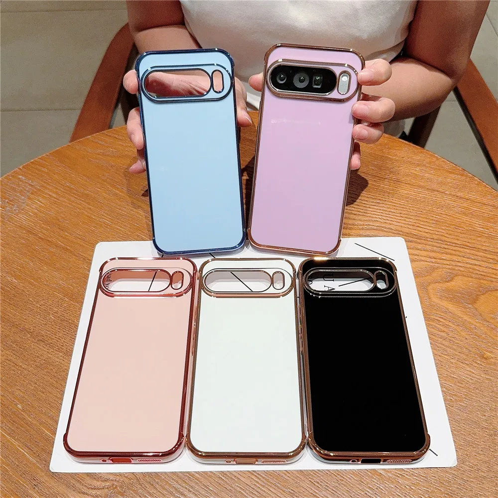 For Google Pixel 9 8 Pro XL 7A 8A Fashion Plating TPU Soft Phone Case Simple Candy Color Lens Protection Bumper Shockproof Cover image 5