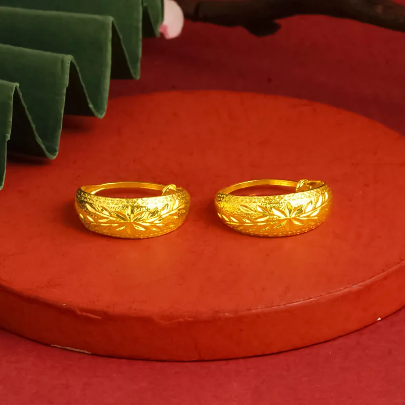 أبدا تتلاشى الكلاسيكية لوتس حقيبة التنين فينيكس القرط الكلاسيكية النمط الصيني نمط مجموعة للنساء بلينغ 14 كيلو قرط ذهبي للنساء