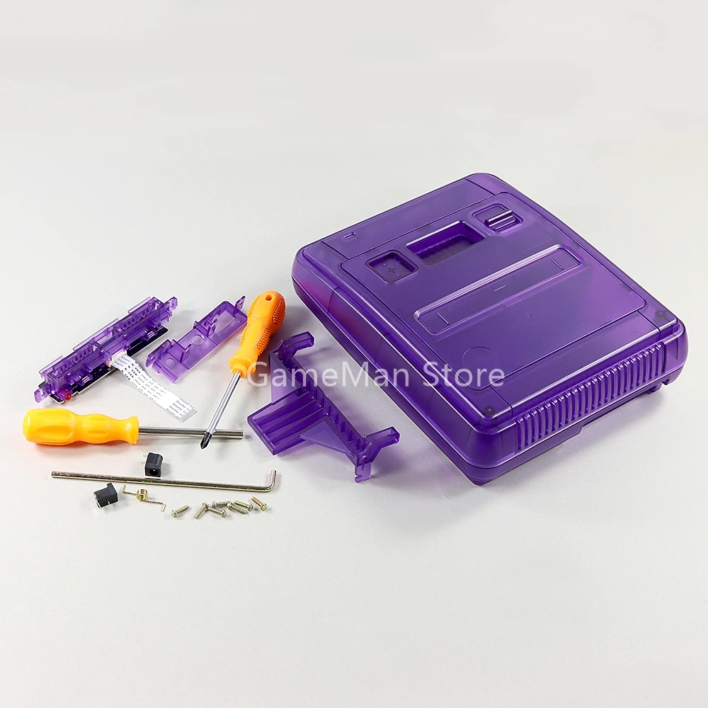1 Satz Ersatzgehäuse für Super Famicom, transparentes Gehäuse für SFC-Spielkonsolen-Zubehör