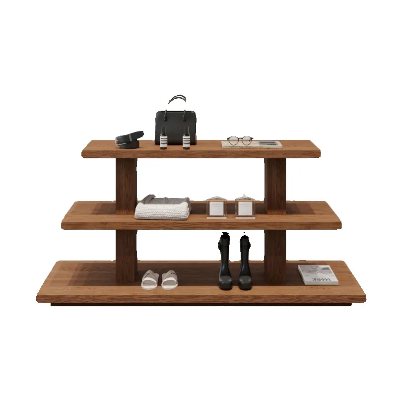 Clothing store Nakajima booth Display stand Multi-layer shelf Shoes and bags display High and low running water table