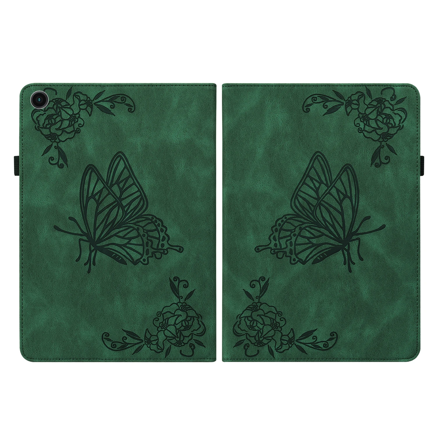 For Samsung Galaxy Tab A9+ Card Holder Tablet Case PU Leather Butterfly Flower Imprinted Stand Cover