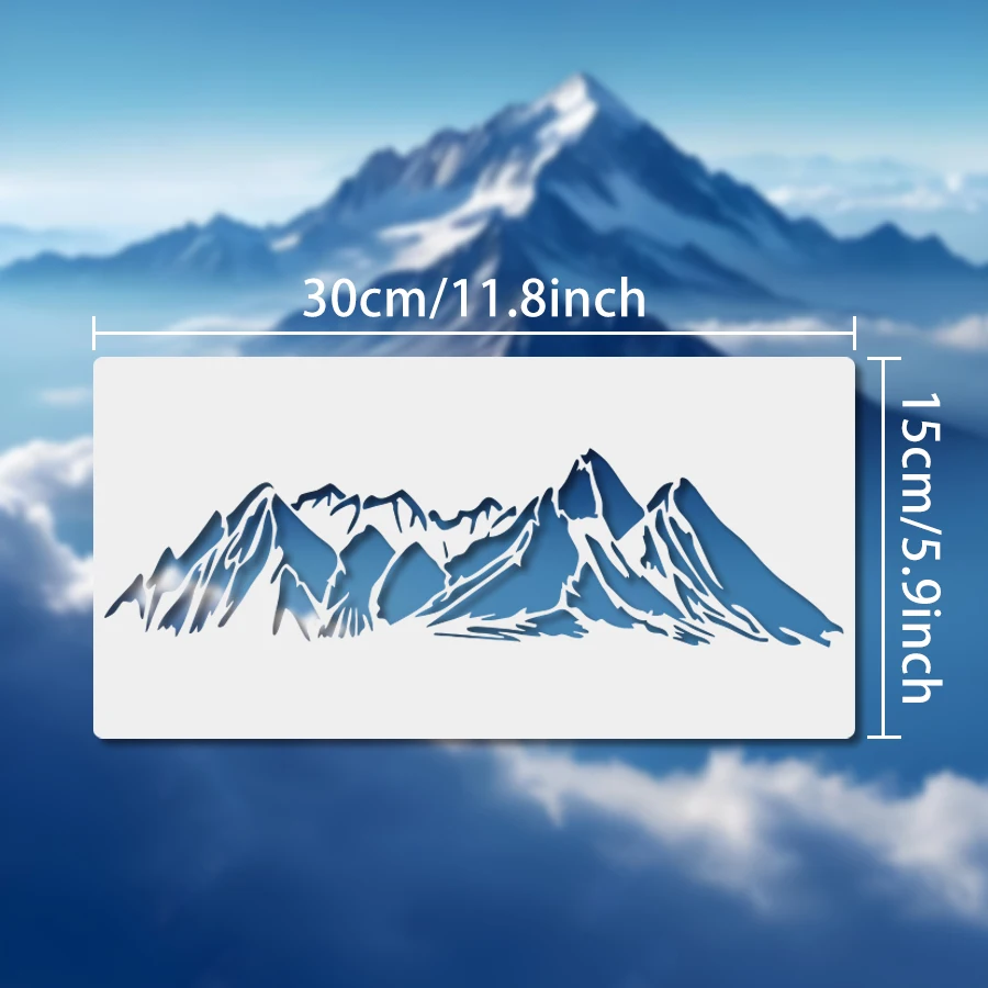 6PCS 산 풍경 스텐실 15×30cm 벽, 목재, 직물, 종이 장식을 위한 재사용 가능한 DIY 페인팅 템플릿